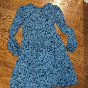 Boden Navy and Light Blue Patterned Dress